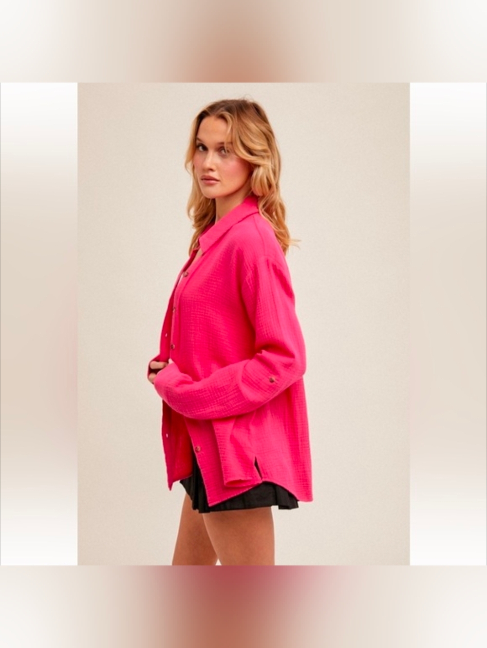 Hem & Thread Women's Button-Down Shirt Jacket - Picture 2 of 5